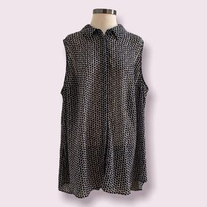 Lane Bryant Black & White Sleeveless Sheer Button-up - Excellent Condition - 24